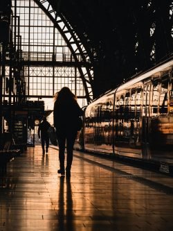Evening view inside London station